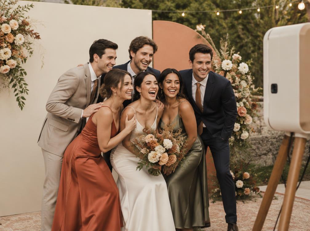 Guests enjoying an open-air photo booth