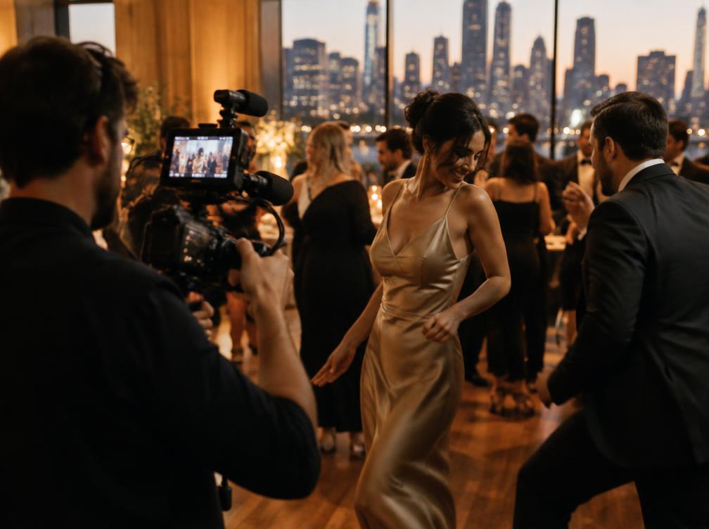 Videographer filming an event